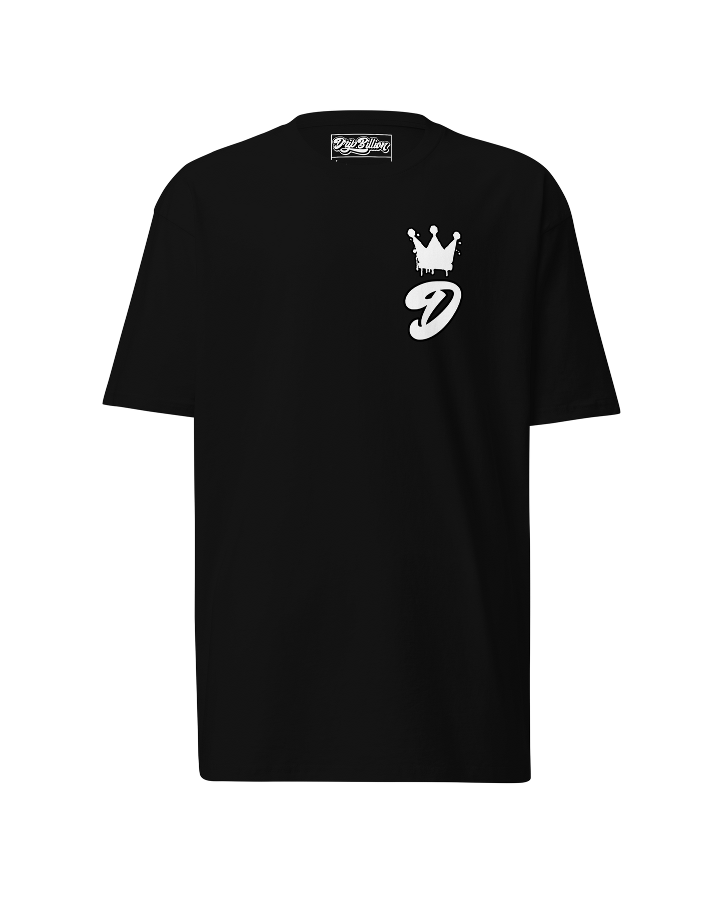 DRIPBILLION Crown Logo T-Shirt showcasing premium heavyweight cotton streetwear tee for men, featuring a classy fit and durable, soft ring-spun cotton material.