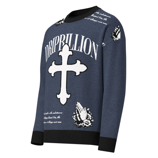 Relaxed fit knitted crew neck sweater