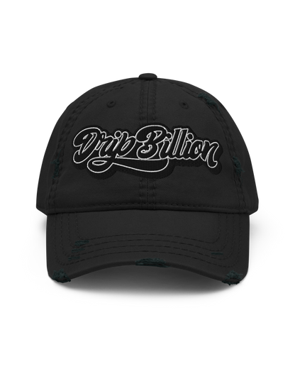 Stylish distressed dad hat made from 100% pre-shrunk cotton twill, ideal for casual outfits and streetwear fashion.